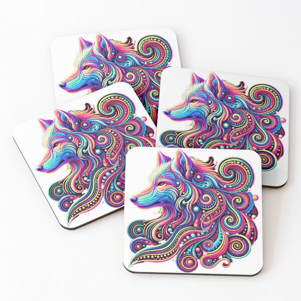 Item preview, Psychedelic Neon Wolf designed and sold by becauseturkey.