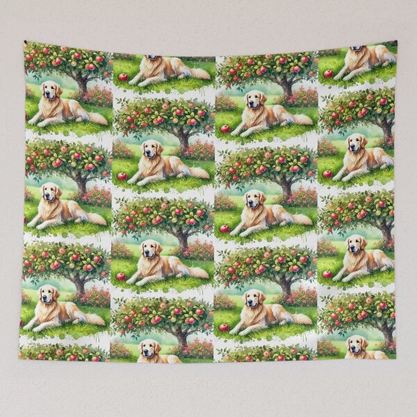 Item preview, Golden Retriever dog under apple tree designed and sold by Zelda50.