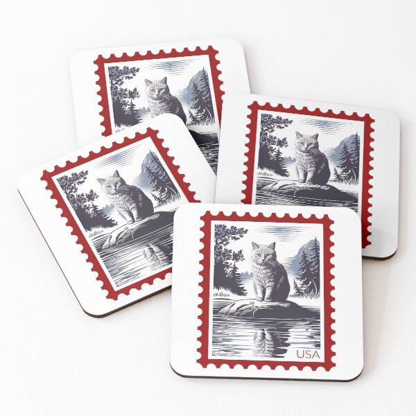 Item preview, Philatelist's Day Cat Day Vintage Cat Postage Stamp  designed and sold by Amanda's Factory.