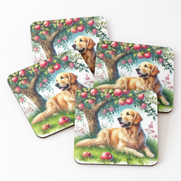 Item preview, Golden Retriever dog under apple tree designed and sold by Zelda50.