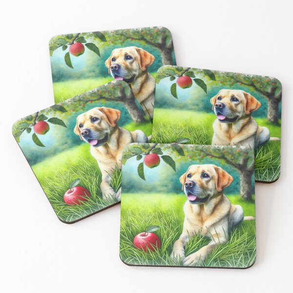 Item preview, Labrador dog under apple tree designed and sold by Zelda50.