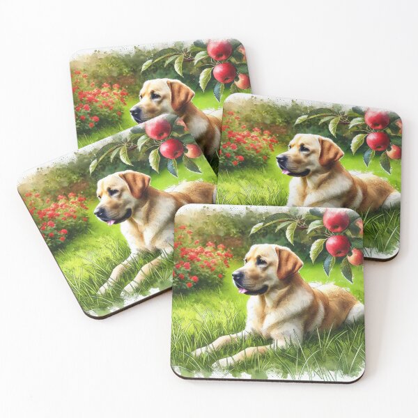 Item preview, Labrador dog under apple tree designed and sold by Zelda50.