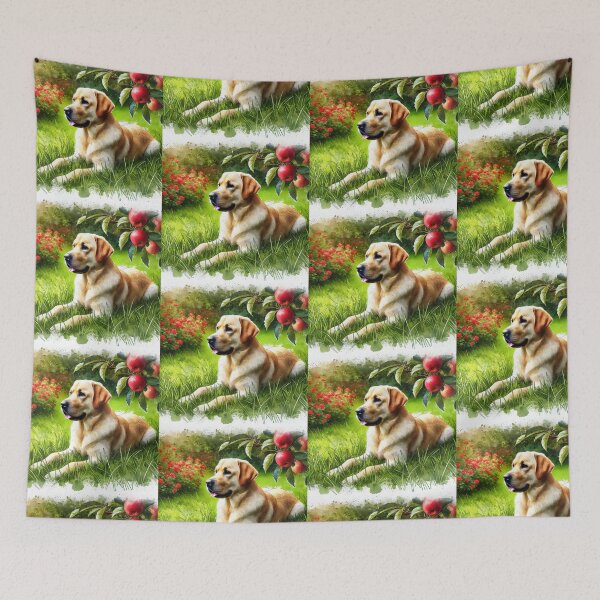 Item preview, Labrador dog under apple tree designed and sold by Zelda50.