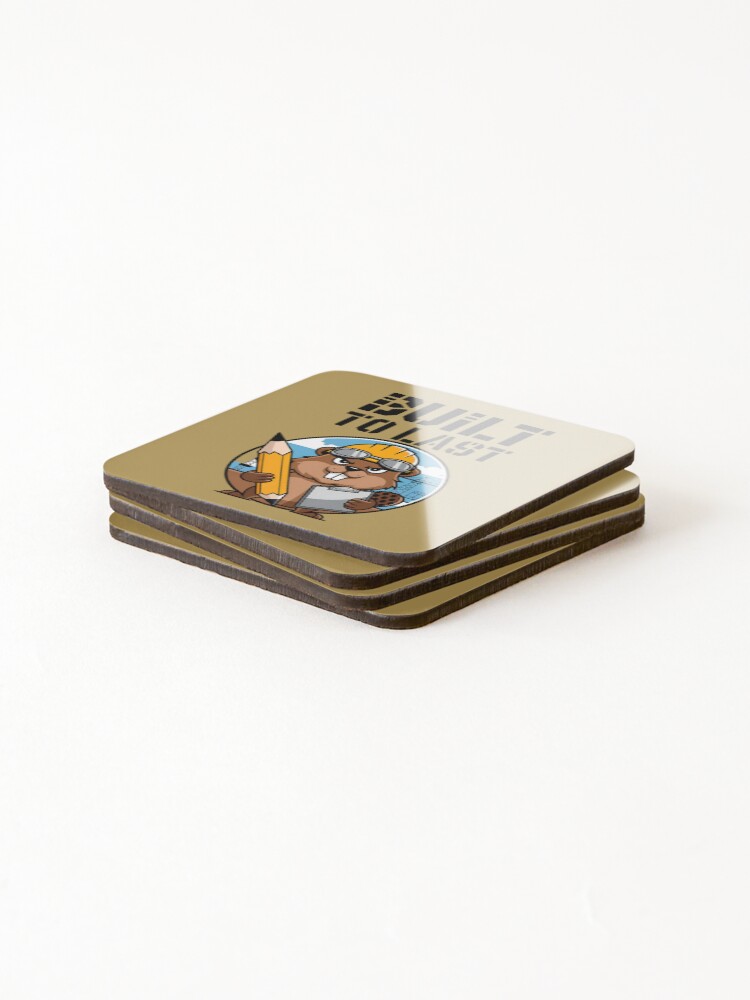 Thumbnail 4 of 5, Coasters (Set of 4), Built to Last: Rugged Beaver Engineer Design designed and sold by TeeGrit.