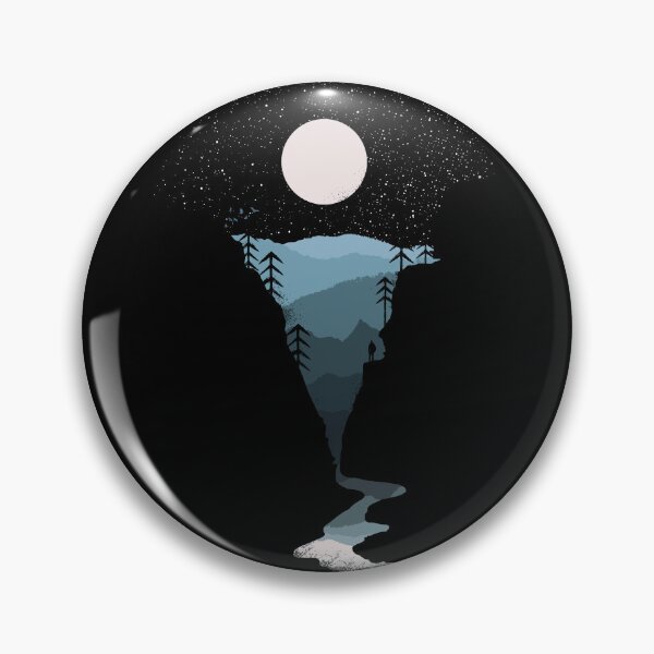 Item preview, Person watching moonlit Landscape with river, forests and layered mountains designed and sold by therocketman.