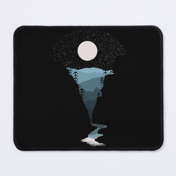 Item preview, Person watching moonlit Landscape with river, forests and layered mountains designed and sold by therocketman.