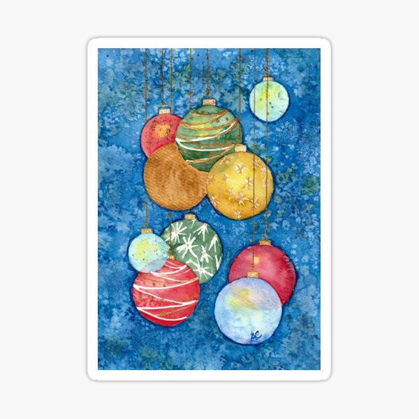 Weihnachtskugeln auf einem blauen Hintergrund Sticker
