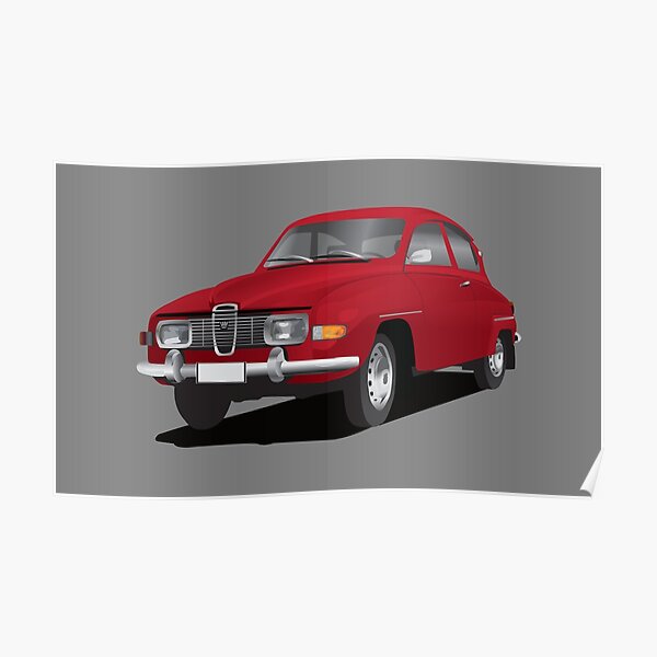 SAAB 96 in red - illustration Poster