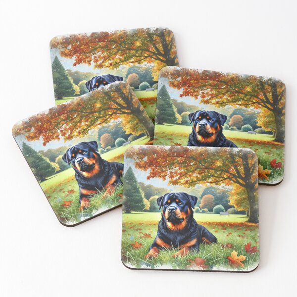 Item preview, Rotweiller dog under autumn leaves designed and sold by Zelda50.