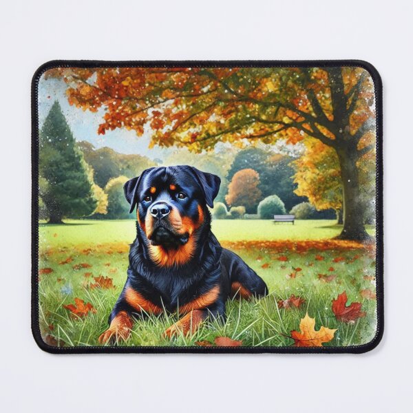 Item preview, Rotweiller dog under autumn leaves designed and sold by Zelda50.