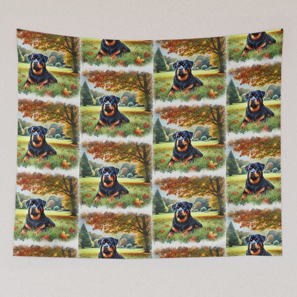 Item preview, Rotweiller dog under autumn leaves designed and sold by Zelda50.