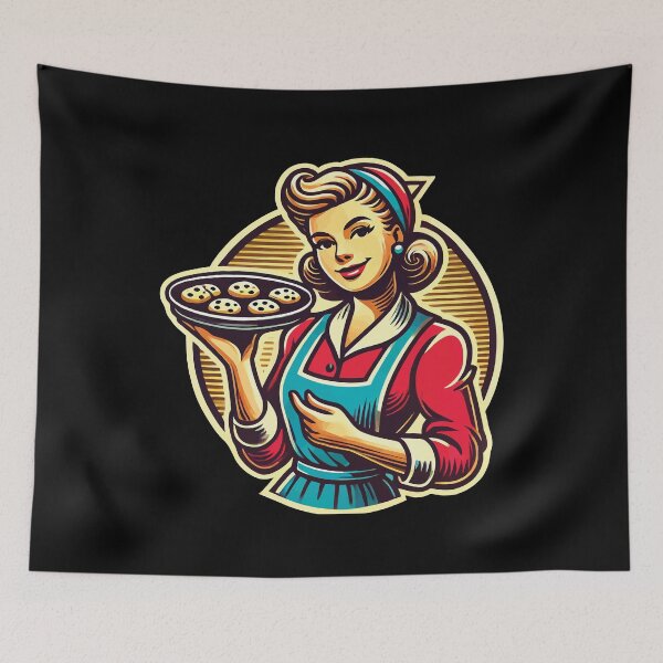 Item preview, Retro Baker With Cookies Illustration designed and sold by LuminOrb.