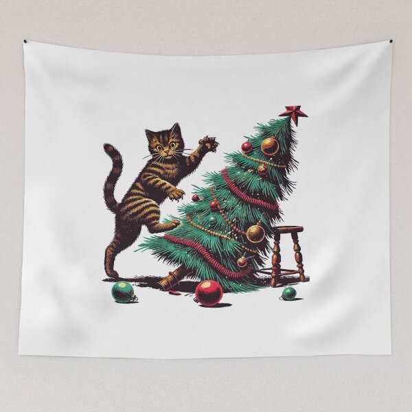 Item preview, Funny Cat Christmas Retro Vintage designed and sold by LuminOrb.