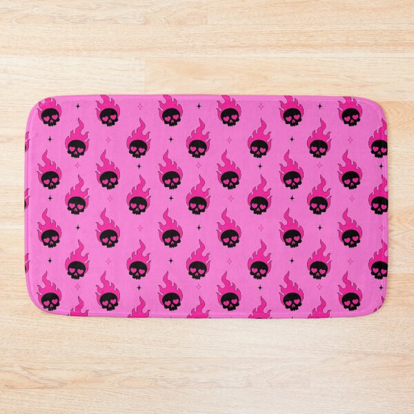 Item preview, burning skulls on a pink background in goth emo style designed and sold by burbura.