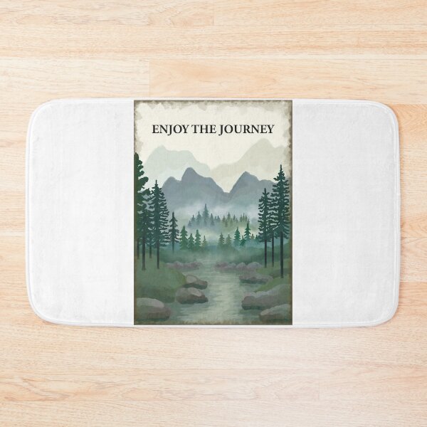 Item preview, Enjoy the Journey misty forest, hills, mountain, river painting designed and sold by Scat the cat.