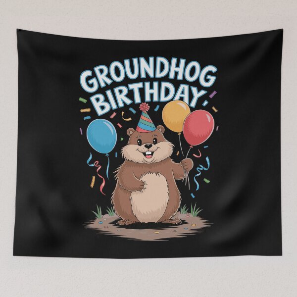 Item preview, Celebrate Groundhog Birthday with Fun Balloons designed and sold by InsanseCreation.
