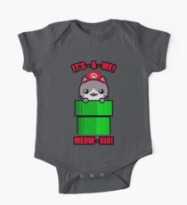 Cat Cute Funny Kawaii Mario Parody One Piece - Short Sleeve