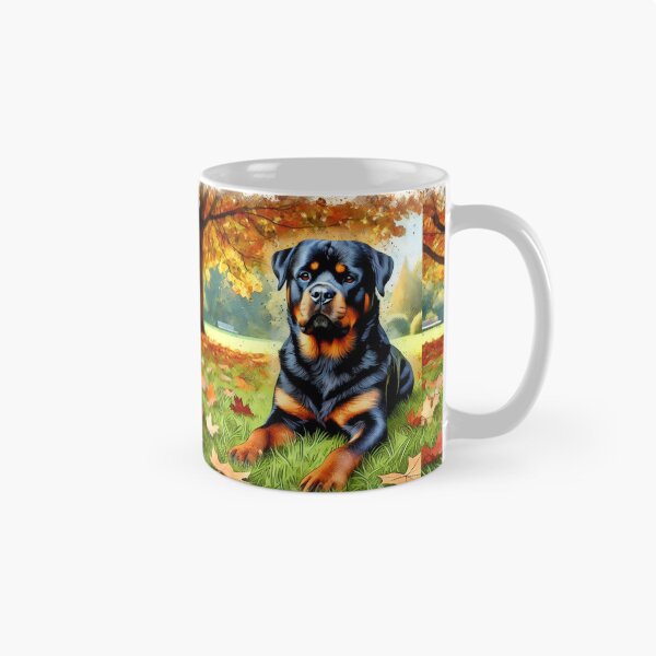 Item preview, Rotweiller dog with autumn leaves designed and sold by Zelda50.