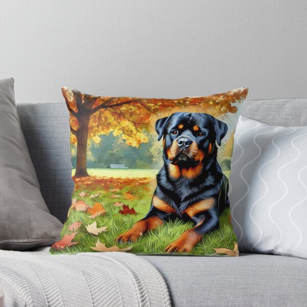 Item preview, Rotweiller dog with autumn leaves designed and sold by Zelda50.