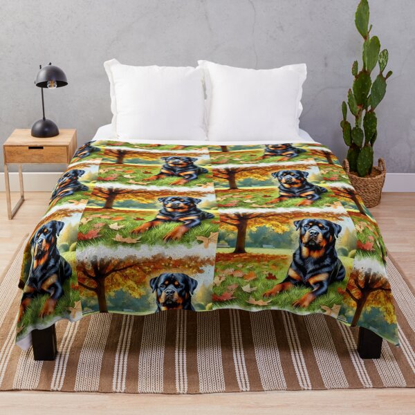 Item preview, Rotweiller dog with autumn leaves designed and sold by Zelda50.