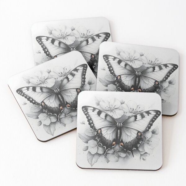 Item preview, Black and white monarch butterfly pencil drawing designed and sold by Pencil-Art.