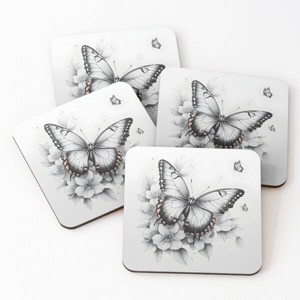 Item preview, Black and white monarch butterfly pencil drawing designed and sold by Pencil-Art.