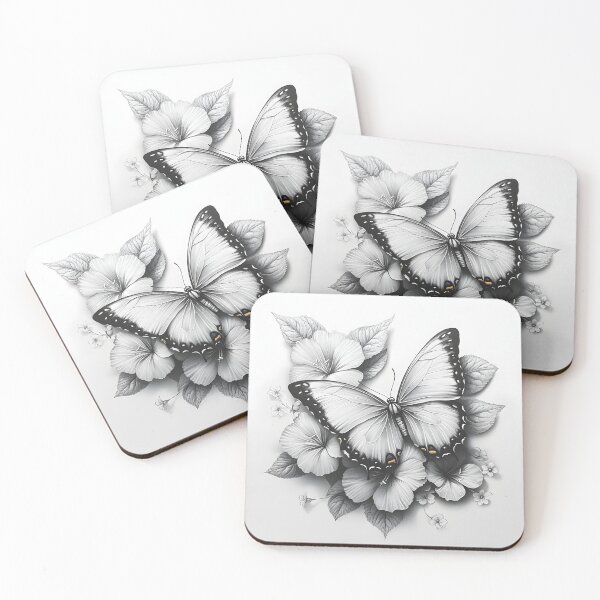 Item preview, Black and white monarch butterfly pencil drawing designed and sold by Pencil-Art.