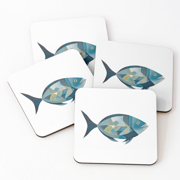 Item preview, Abstract Midcentury Modern Fish Blue Gray Grey Green designed and sold by gillys.