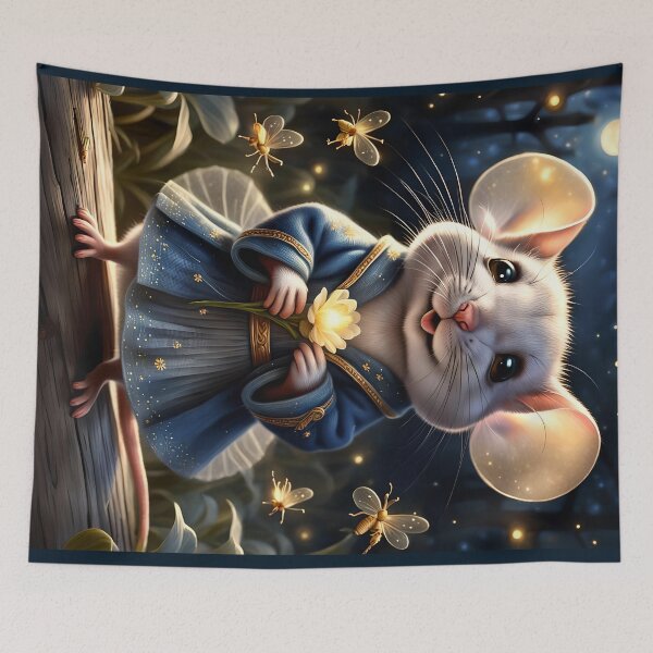 Item preview, A light for you in the dark night - mouse girl with her friends, the fireflies - across designed and sold by dedoma.