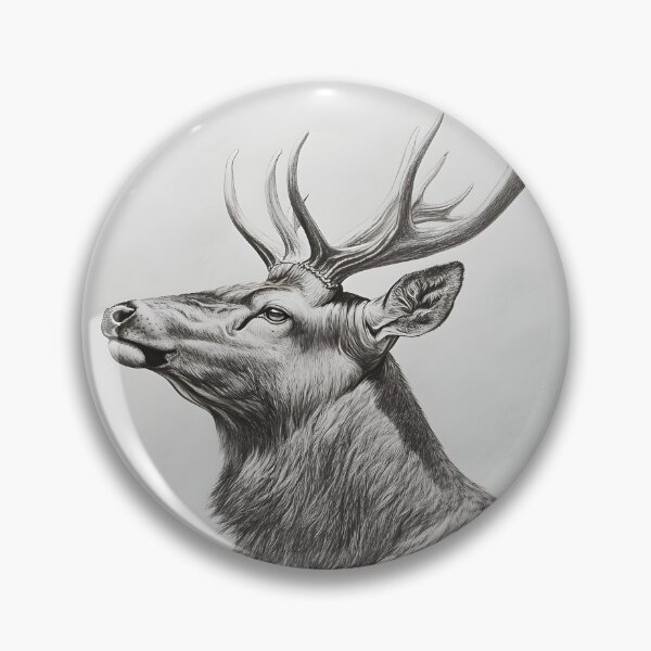 Item preview, Black and white deer pencil drawing designed and sold by Pencil-Art.