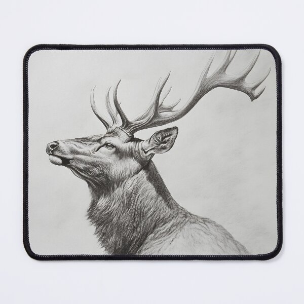 Item preview, Black and white deer pencil drawing designed and sold by Pencil-Art.