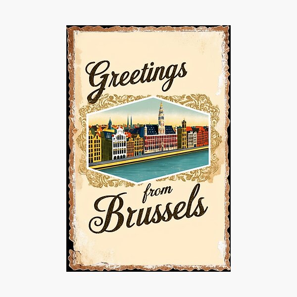 Item preview, Greetings from Brussels Vintage Travel Retro Postcard Design designed and sold by TravelPostcardGems.