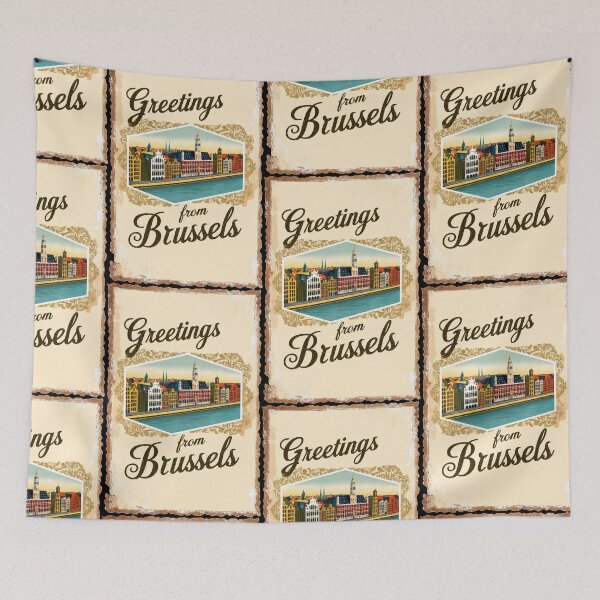 Item preview, Greetings from Brussels Vintage Travel Retro Postcard Design designed and sold by TravelPostcardGems.