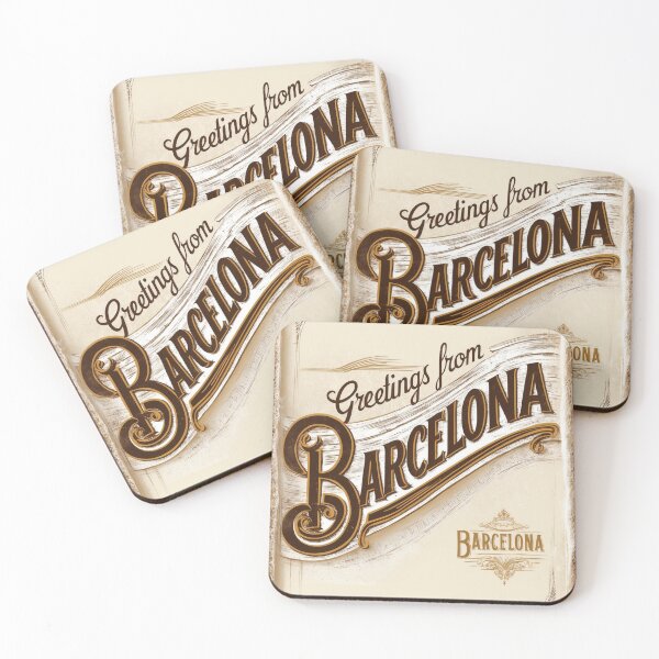 Item preview, Greetings from Barcelona Spain Vintage Travel Retro Postcard Design designed and sold by TravelPostcardGems.