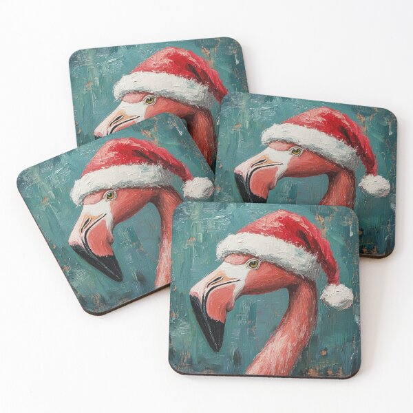 Item preview, Festive Flamingo in a Santa Hat – Whimsical Holiday Art designed and sold by ArtfullyJua.