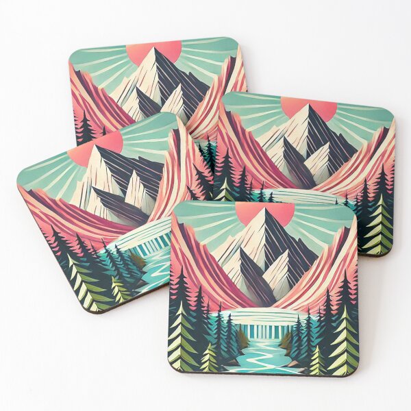 Item preview, Minimalistic poster of a glacier with a river, mountains and a forest designed and sold by Silbays.