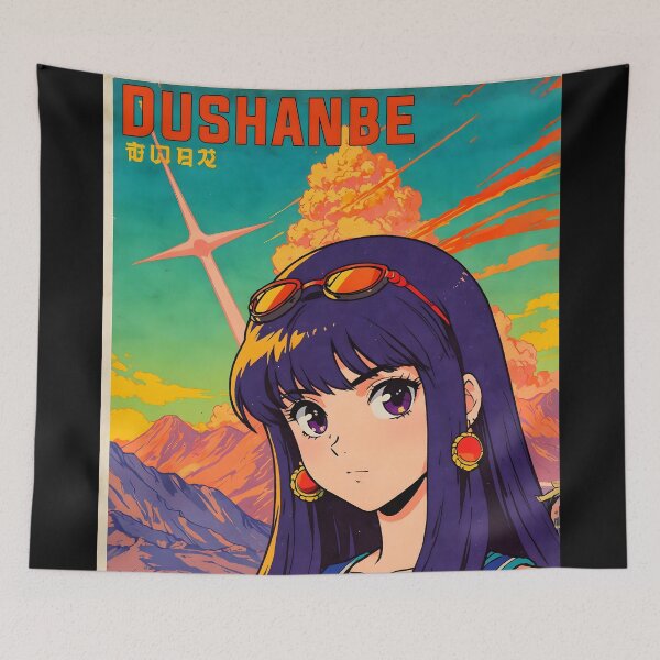 Item preview, Dushanbe Tajikistan Retro Anime Girl 80s Vintage Travel designed and sold by Retro-Anime9.