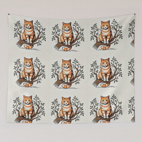 Item preview, ginger cat on a tree branch  designed and sold by Zelda50.