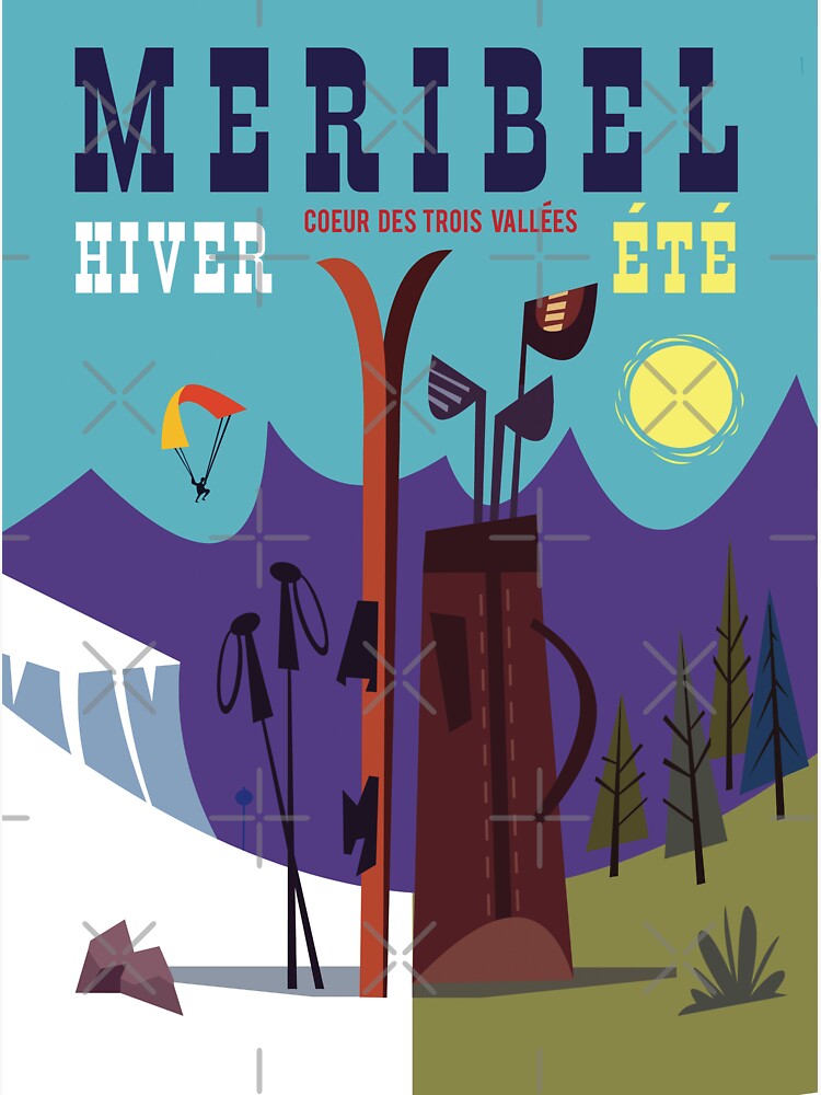 Thumbnail 3 of 3, Sticker, Meribel ski poster designed and sold by GAGodel.