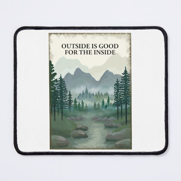 Item preview, Outside is good for the inside. misty forest, hills, mountain, river painting designed and sold by Scat the cat.