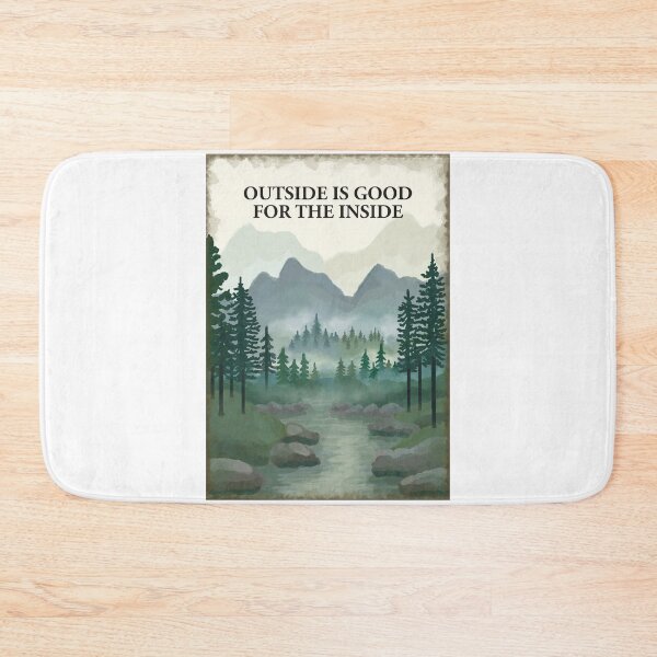 Item preview, Outside is good for the inside. misty forest, hills, mountain, river painting designed and sold by Scat the cat.