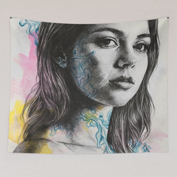 Item preview, We're Not Safe | Beautiful woman face with doodles designed and sold by Marco Paludet.