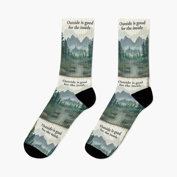 Item preview, Outside is good for the inside. misty forest, hills, mountain, river painting designed and sold by Scat the cat.