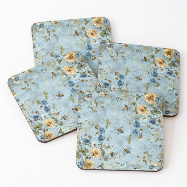 Item preview, Blue white colorful floral pattern - whimsigoth dark cottagecore  designed and sold by cocomelon168.