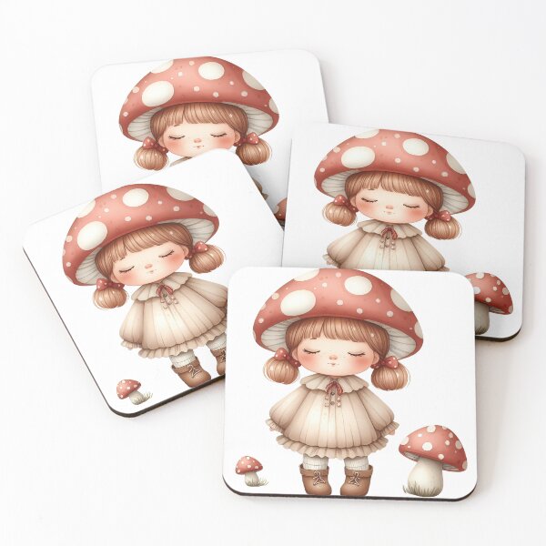 Item preview, A0582 Mushroom Girl Delight – Whimsical Figurine, Perfect Gift for Nature Lovers, Enchanting Collectible with Mushroom-Themed Design designed and sold by angieart68.