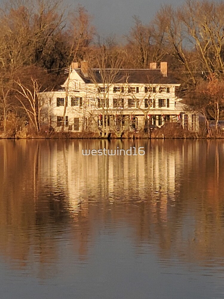 Thumbnail 3 of 3, Sticker, BUCKELEW MANSION IN AUTUMN SUNLIGHT designed and sold by westwind16.