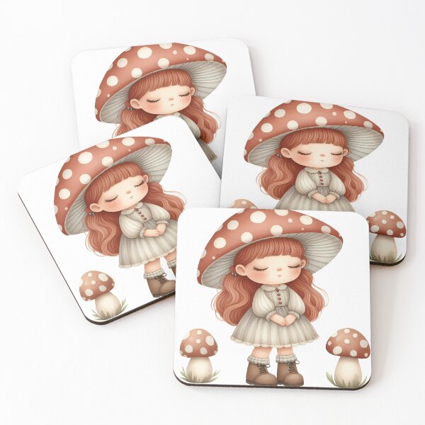 Item preview, A0582 Mushroom Girl Delight – Whimsical Figurine, Perfect Gift for Nature Lovers, Enchanting Collectible with Mushroom-Themed Design designed and sold by angieart68.