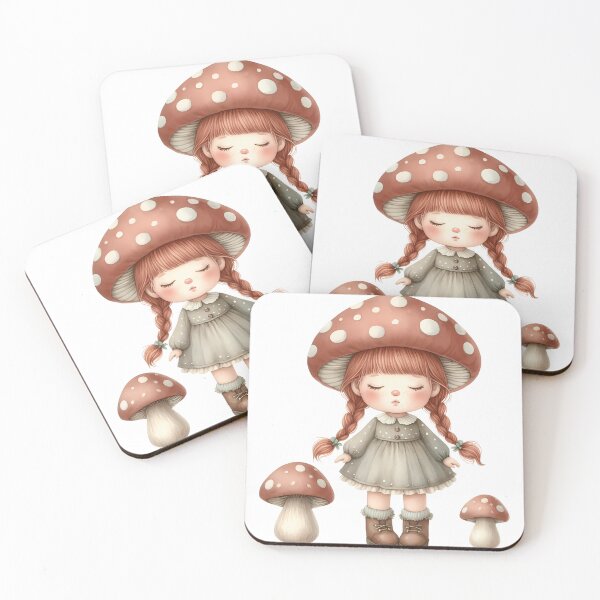 Item preview, A0582 Mushroom Girl Delight – Whimsical Figurine, Perfect Gift for Nature Lovers, Enchanting Collectible with Mushroom-Themed Design designed and sold by angieart68.