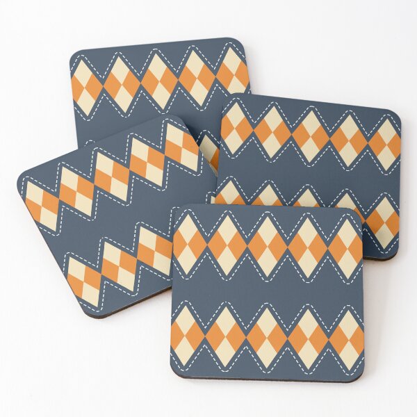 Item preview, Dusty Blue and Orange Argyle designed and sold by darkskydelights.