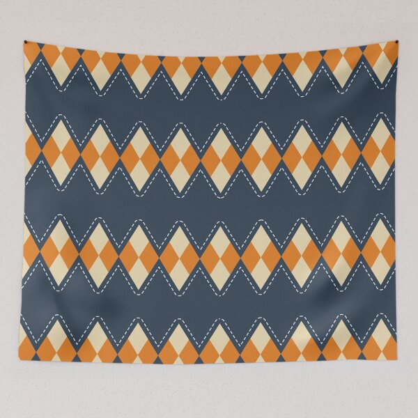 Item preview, Dusty Blue and Orange Argyle designed and sold by darkskydelights.